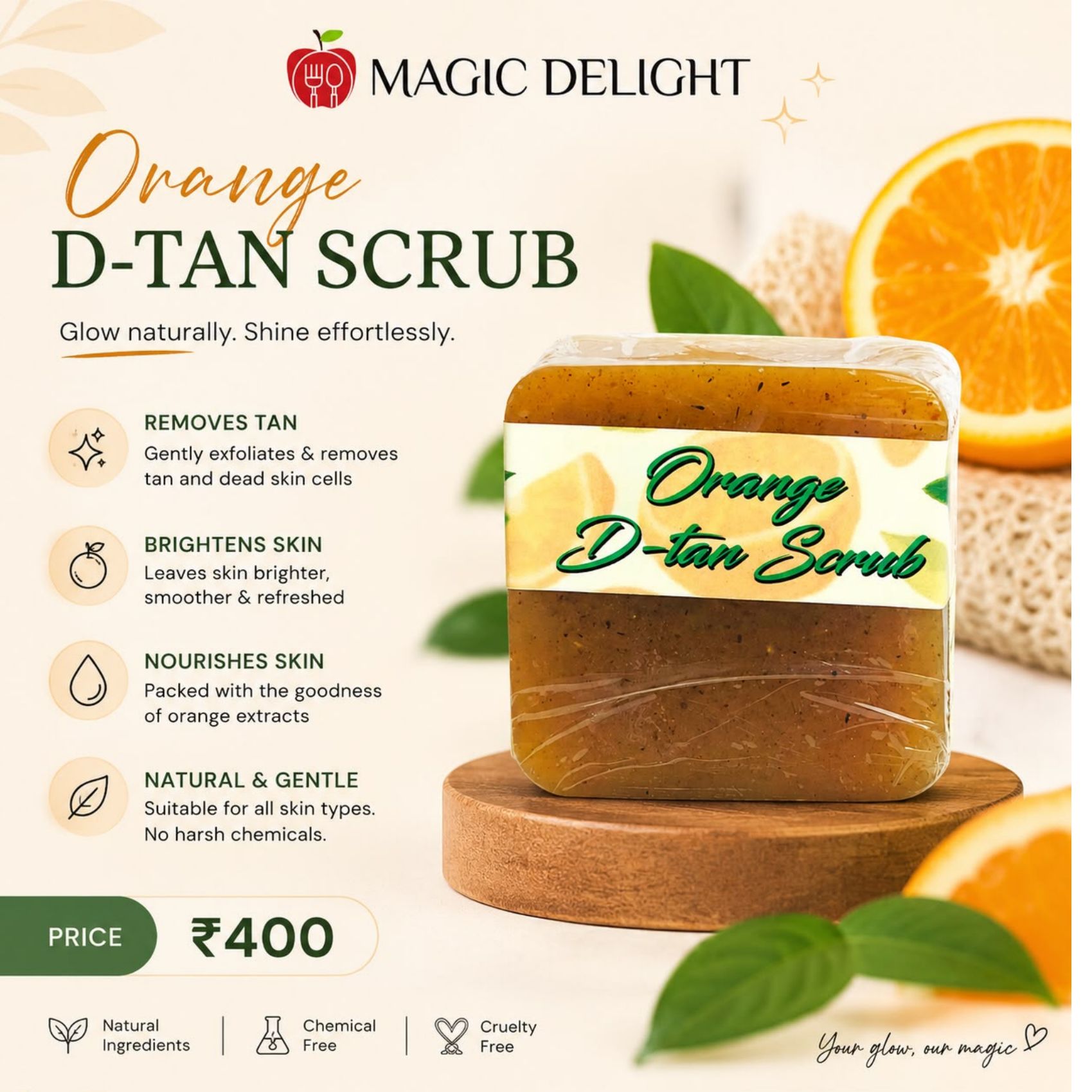 Orange D-Tan Scrub — Magic Delight by Dr. Geetika Chopra