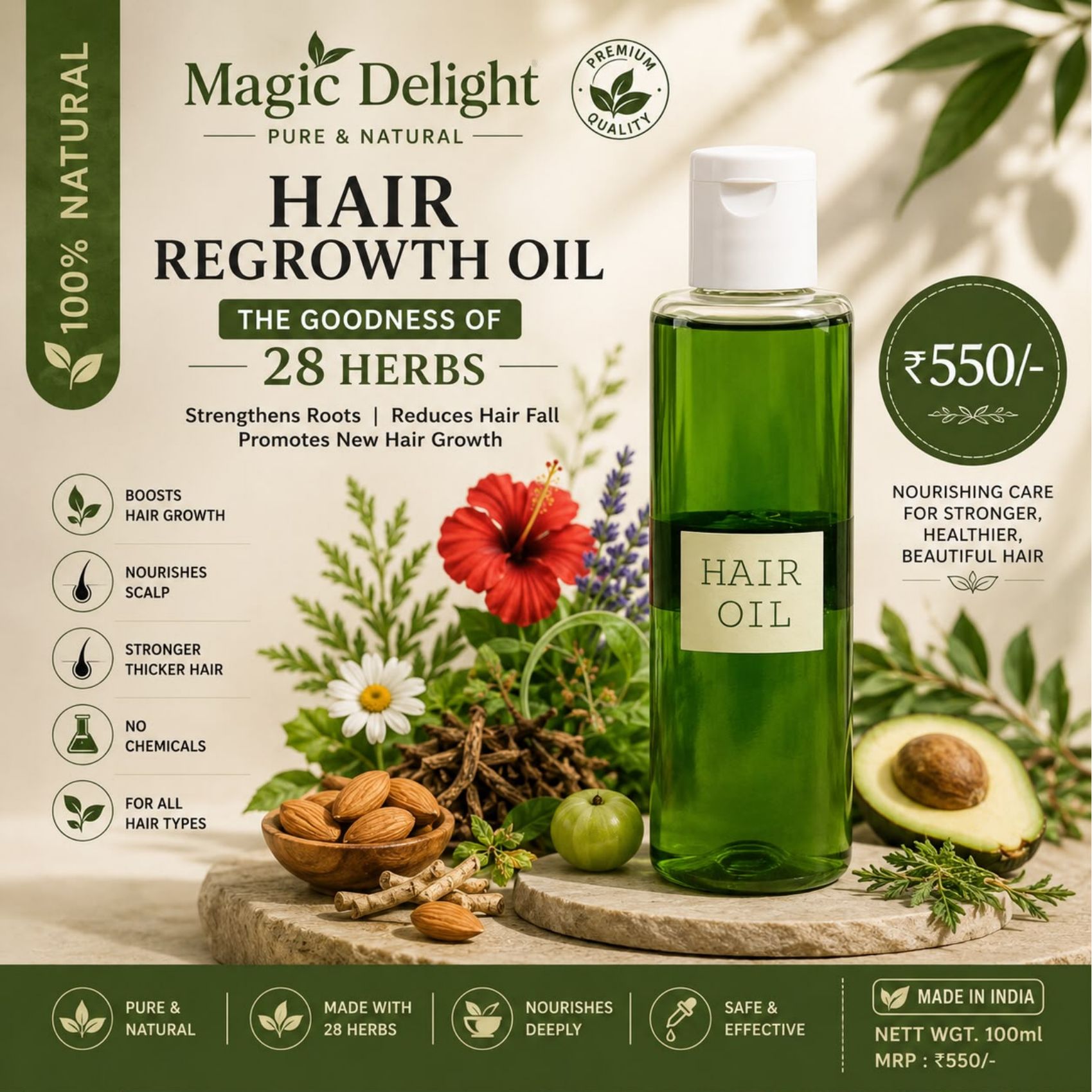 28 Herbs Hair Regrowth Oil — Magic Delight by Dr. Geetika Chopra