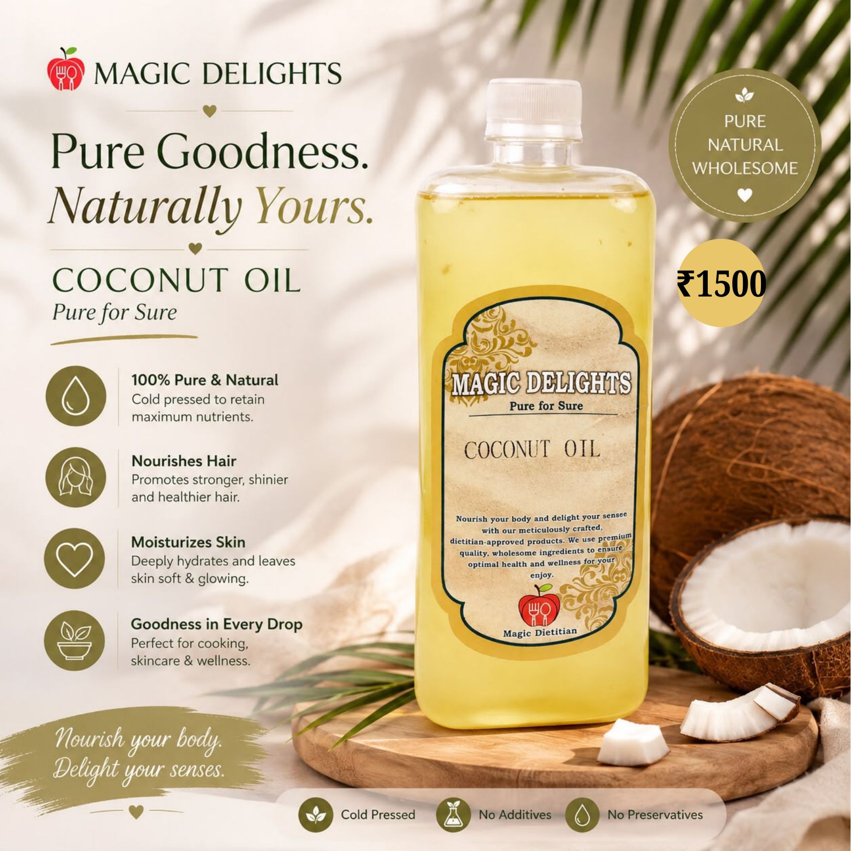 Cold-Pressed Coconut Oil — Magic Delight by Dr. Geetika Chopra