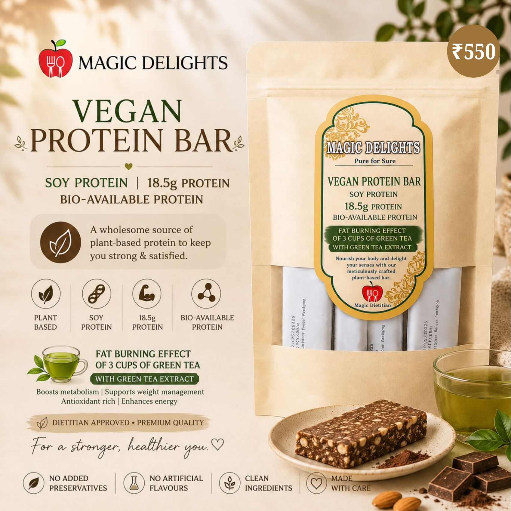 Vegan Protein Bar — Magic Delight by Dr. Geetika Chopra