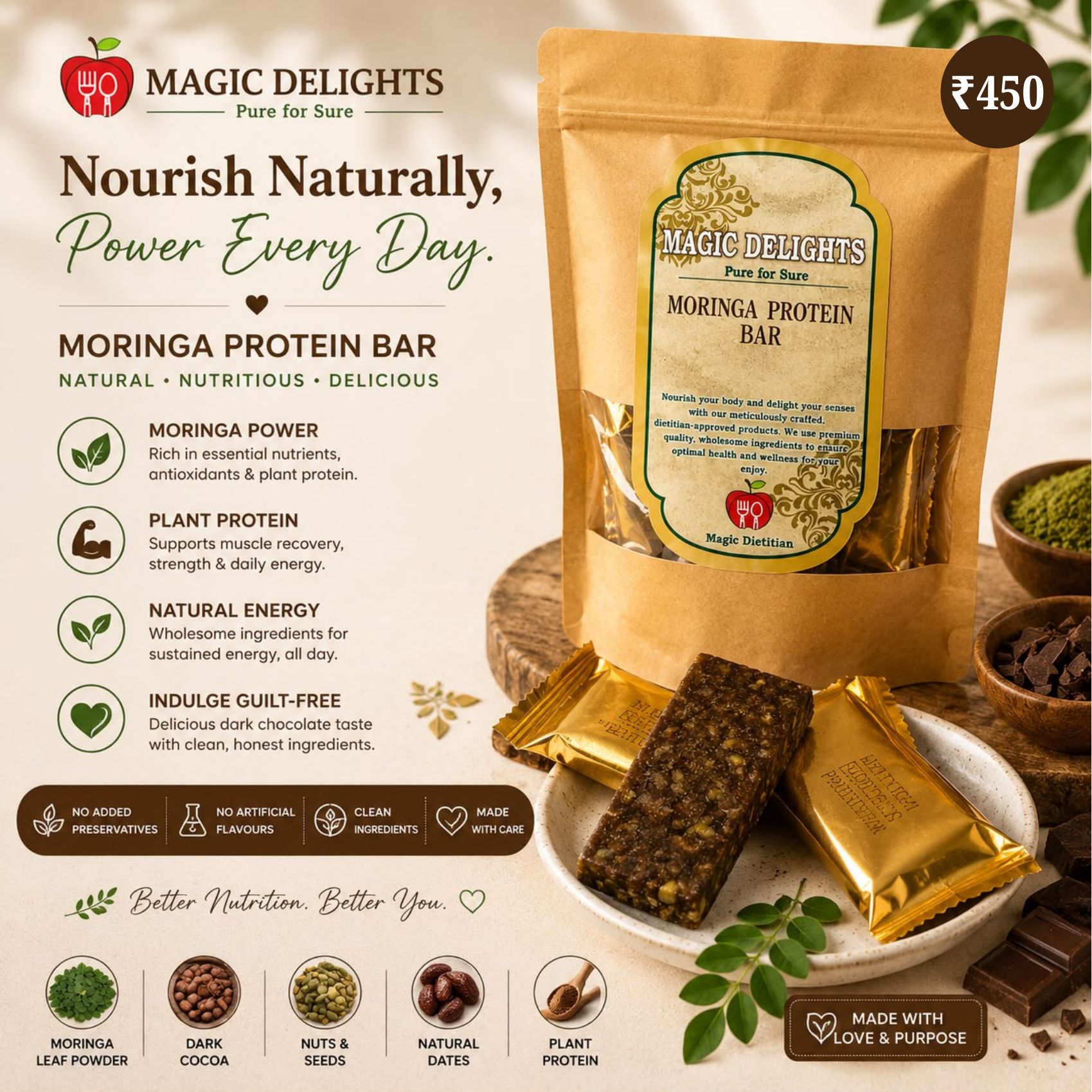Moringa Protein Bar — Magic Delight by Dr. Geetika Chopra